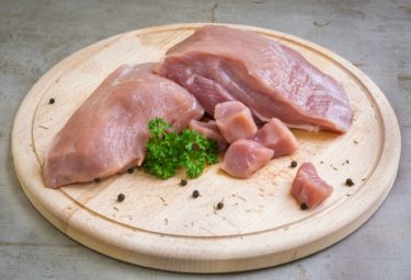 Raw meat on a chopping board