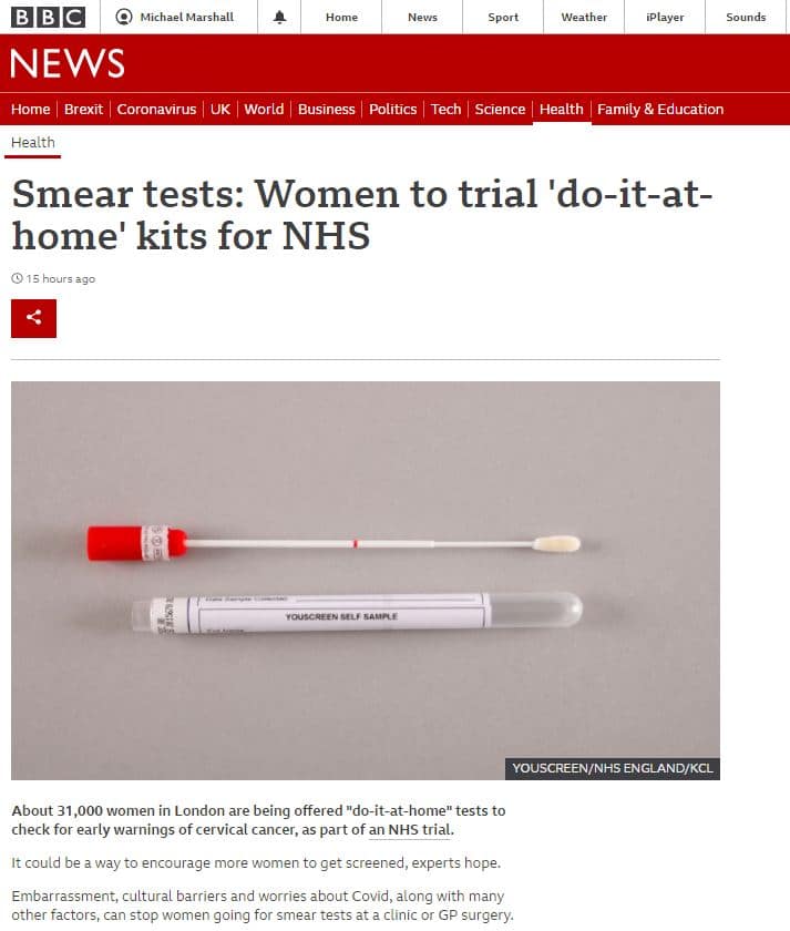 A screen shot of the BBC article with the wording described in the main text.
