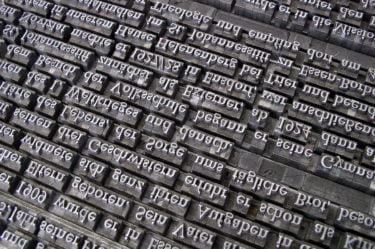 Book printing letters organised into words