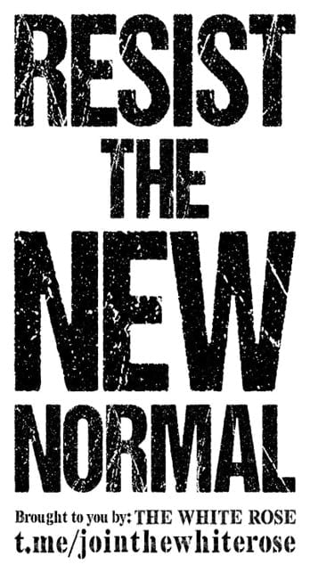 "Resist the new normal" - black text on a white background