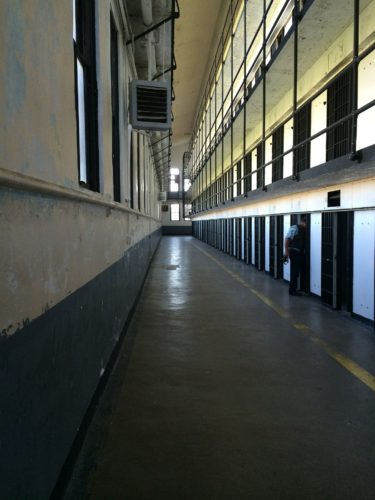 The interior of a prison