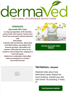 The first Dermaved advert as described in the text.