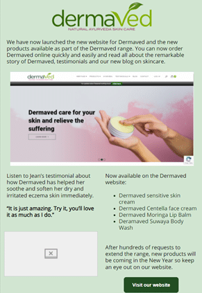 The second Dermaved advert as described in the text.