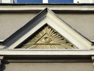 An eye in a pyramid above a doorway