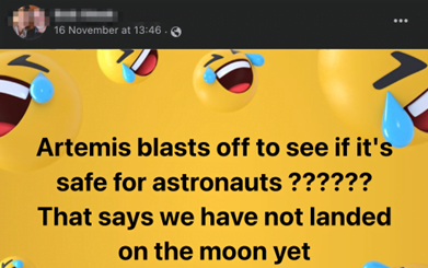 "Artemis blasts off to see if it's safe for astronauts ??????
That says we have not landed on the moon yet”