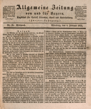 The publication from 4th February 1835 published in German. 