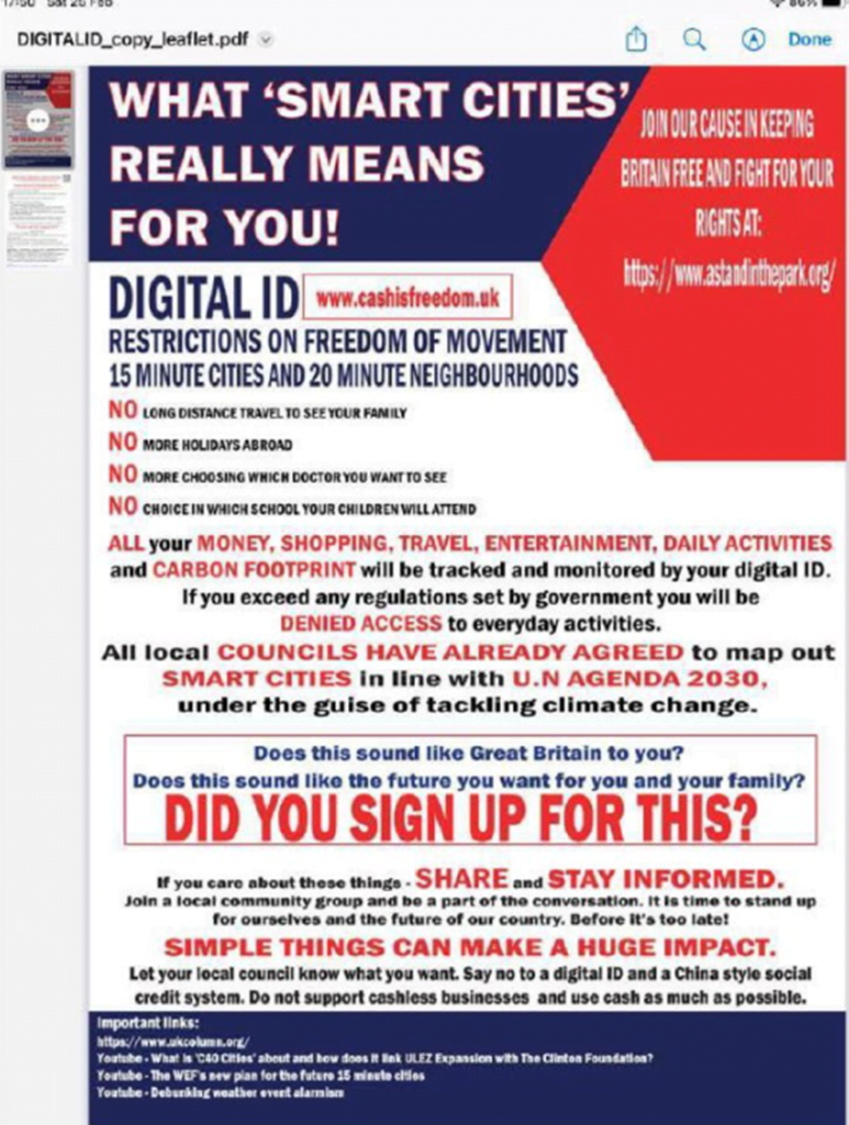 NO long distance travel to see your family 
NO more holidays abroad 
NO more choosing which doctor you want to see 
NO choice which school your children will attend 
ALL your MONEY, SHOPPING, TRAVEL, ENTERTAINMENT, DAILY ACTIVITIES and CARBON FOOTPRINT will be tracked and monitored by your digital ID. If you exceed any regulations set by government will be DENIED ACCESS to everyday activities. 
All local COUNCILS HAVE ALREADY AGREED to map out SMART CITIES in line with U.N. AGENDA 2030, under the guise of tackling climate change. 

Does this sound like Great Britain to you? 
Does this sound like the future you want for you and your family? 
DID YOU SIGN UP FOR THIS? 

If you care about these things SHARE and STAY INFORMED. Join a local community group and be part of the conversation. It's time to stand up for ourselves in the future of our country. Before it's too late! 

SIMPLE THINGS CAN MAKE A HUGE IMPACT. 
Let your counsel know what you want. Say no to a digital ID and a China style social credit system. Do not support cashless businesses and use cash as much as possible.
