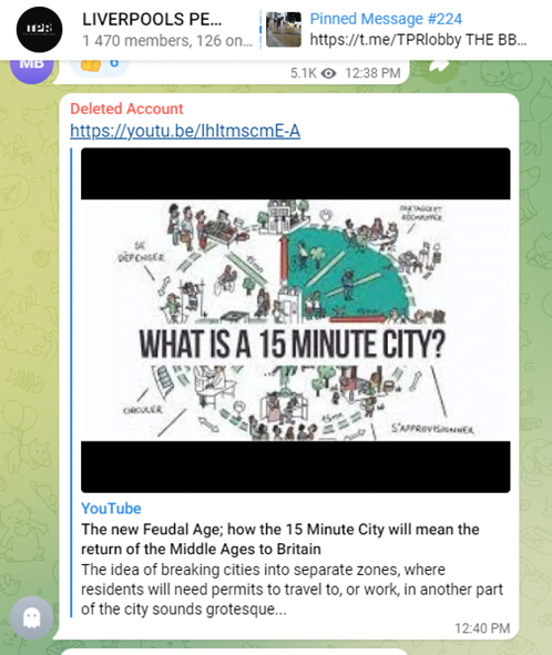 A screenshot of the posted youtube video "What is a 15 minute city?"