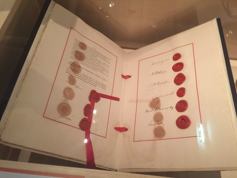 The original treaty, on exhibition in France in 2018. Source