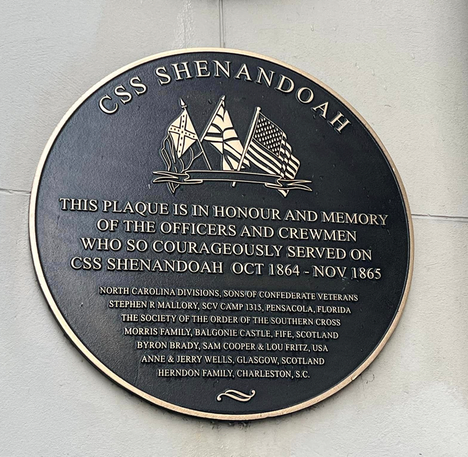 The plaque in commemoration of the shenandoah as described in the main text