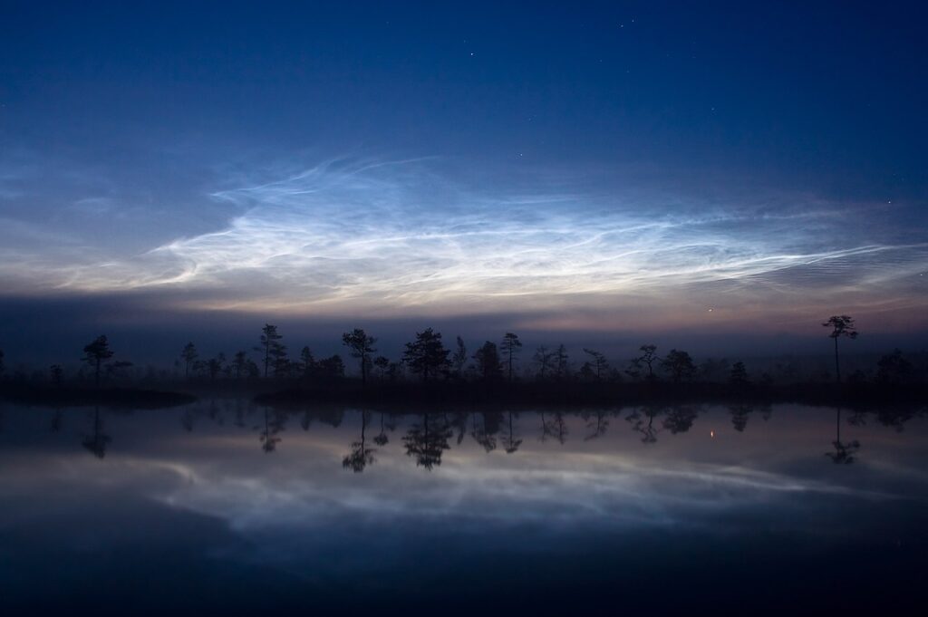 Cloud reflections on still water