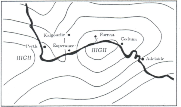 Figure 5: a weather chart for 3 am CST 17/10/88 showing a large high pressure area over the head of the Great Australian Bight. The black and white map is marked with isobars